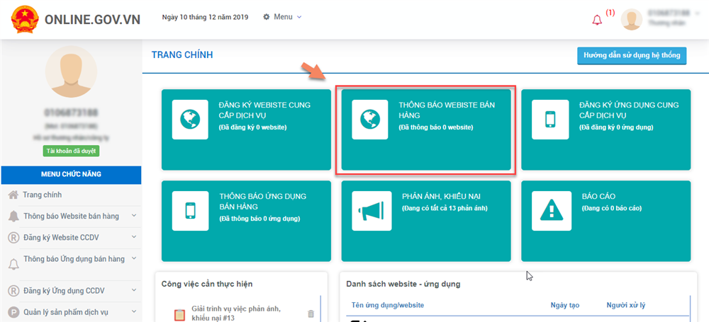 thủ tục thông báo website 1