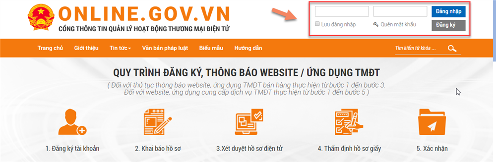 thủ tục thông báo website